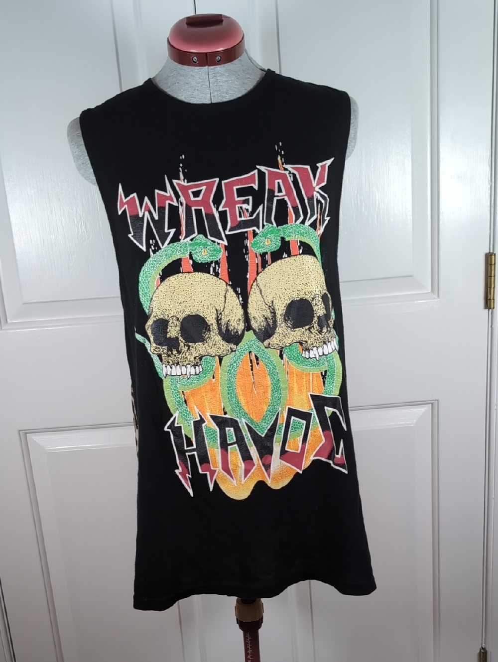 Evil Twin Wreak Havoc Graphic Skull Tank Top Grunge Punk Alt Goth Streetwear Y2K